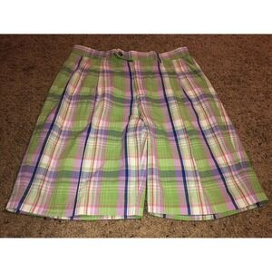 Cutter & Buck‎ Men Pink Green Plaid Golf Shorts 33 Pleated